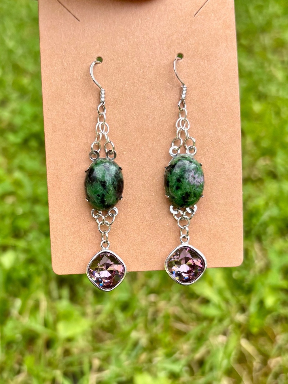 Ruby zoisite earrings. - Picture 6 of 13